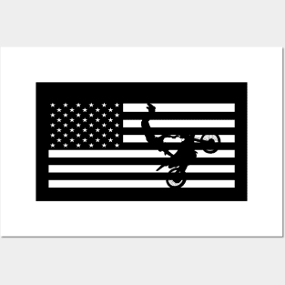 American Flag Biker Motorcycle gift Posters and Art